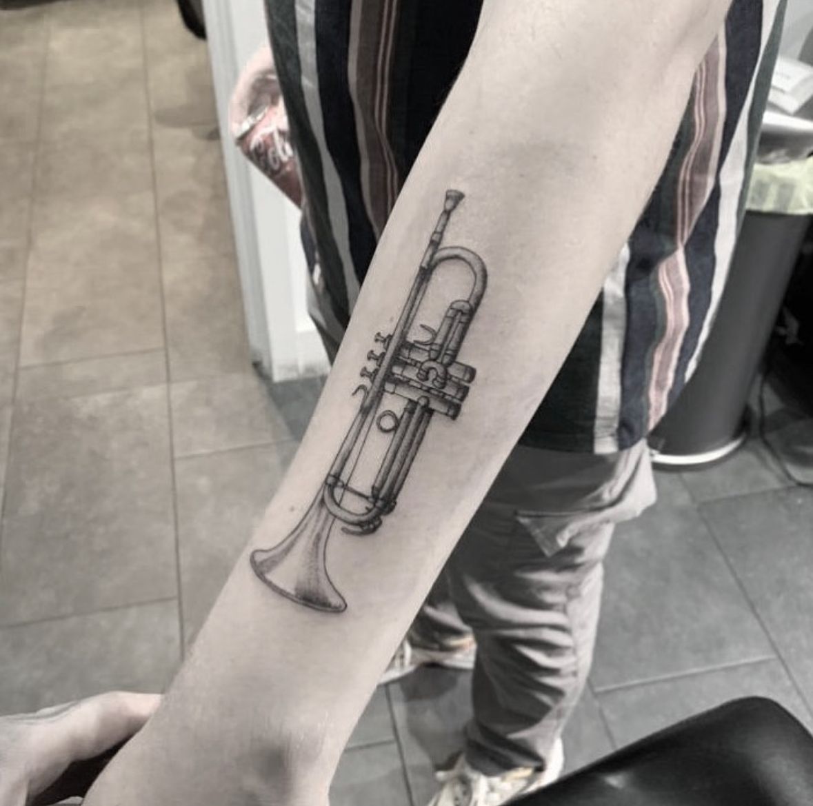 Trumpet | The Special Meanings Behind All 24 of Lady Gaga's Tattoos |  POPSUGAR Celebrity UK Photo 17