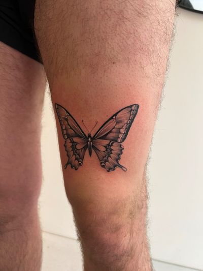Capture the beauty of nature with this illustrative butterfly tattoo by Ion Caraman. Perfect for a timeless and elegant look.