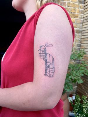Admire the fine line and illustrative details of this stunning stairway tattoo by Emily Bonnet. Ascend to new heights with this architectural masterpiece.