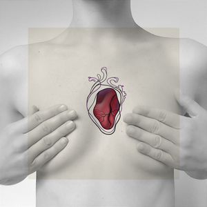 Chest anatomical heart tattoo design 
