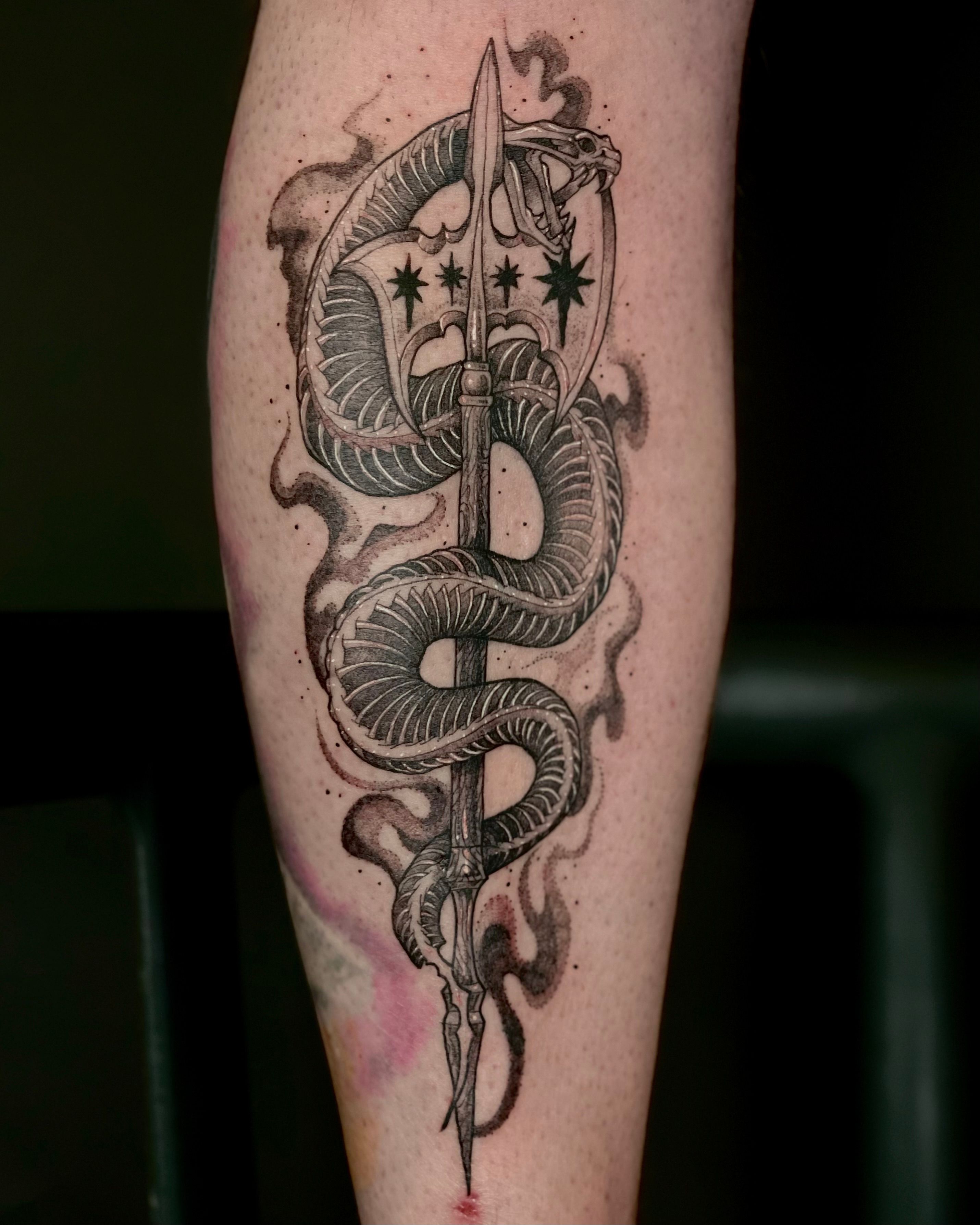 Snake Skull Dagger tattoo | Joel Gordon Photography