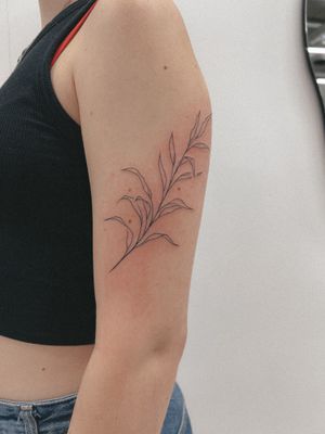 Minimalistic leaf tattoo. One of my available designs 