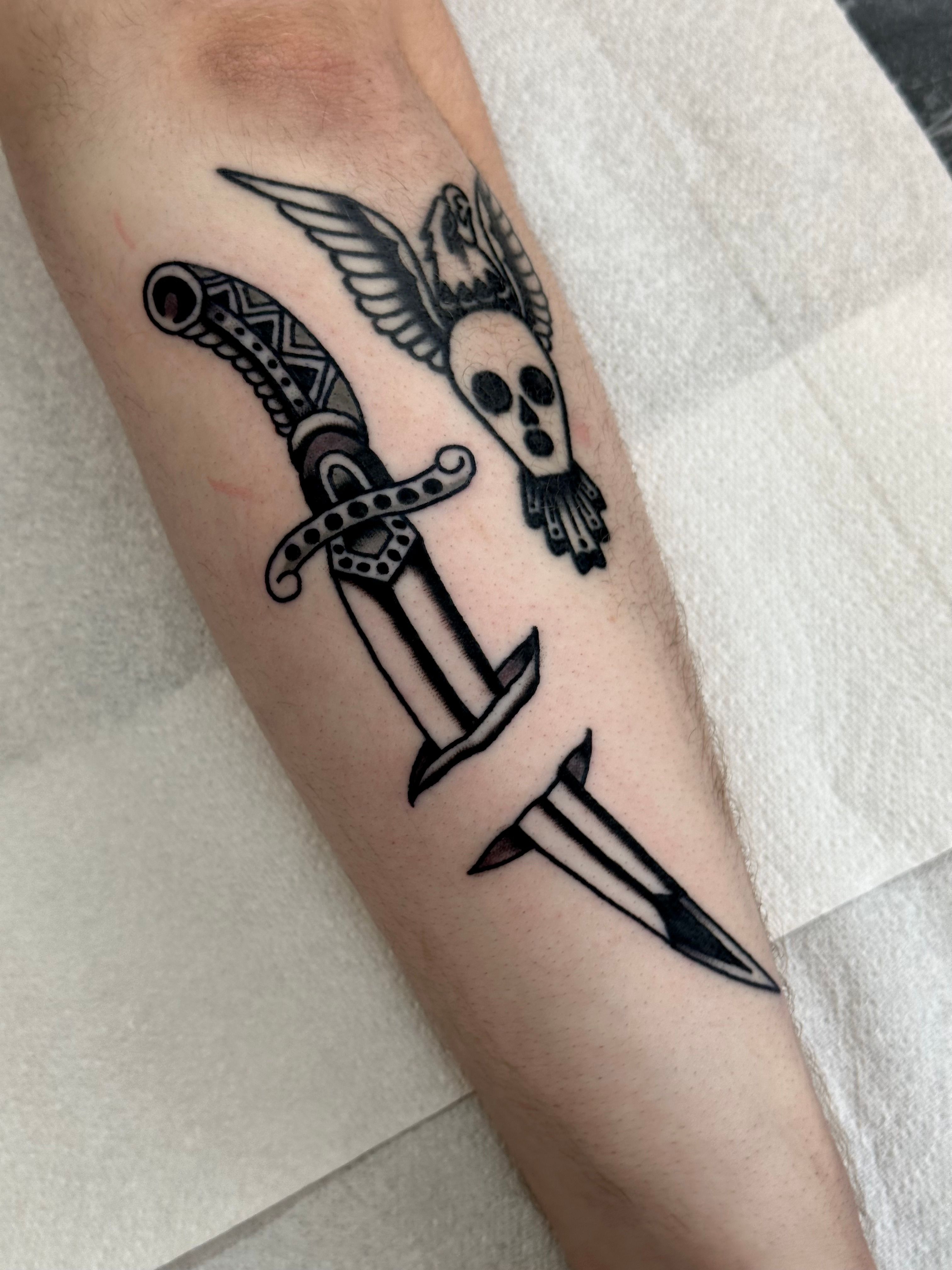 Heart and Dagger Tattoo | Super cute tattoos done by Bill! If you like what  you see, make sure to stop by the shop to book with him! - - - - - #tattoo # tattoos #ta... | Instagram