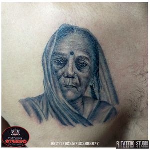 Mother Portrait tattoo..#aai #mother #life #everything #love #world #emotions #motherlove #motherportrait #portrait #portraittattoo #aaitattoo #tattoo #tattooed #tattooing #tattooidea #tattooideas #tattoogallery #artist #artwork #rtattoo #rtattoos #rtattoostudio #ghatkopar #ghatkoparwest #mumbai #india