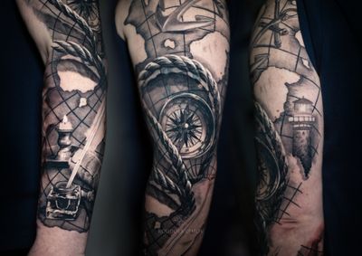 - Close ups of a nautical sleeve - - All tattoos are Healed - • https://www.roudolfdimovart.com/