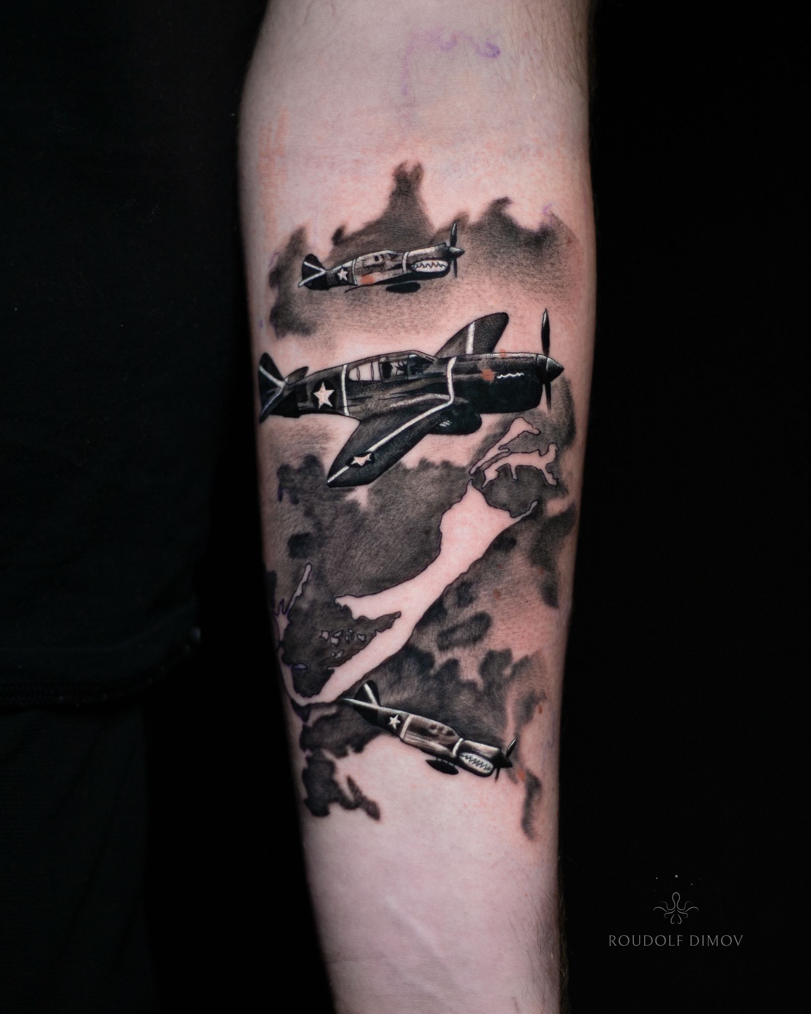 fighter plane tattoo by dave wah at stay humble tattoo company in baltimore  maryland the best tattoo shop and art… | Plane tattoo, Airplane tattoos,  Aviation tattoo
