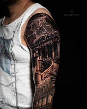 - Acropolis - 
- High contrast tattoo done over two day session 
•
https://www.roudolfdimovart.com/