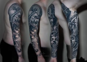 - Healed full sleeve - - The sleeve based on music theme and zodiac signs done from my customers idea •https://www.roudolfdimovart.com/