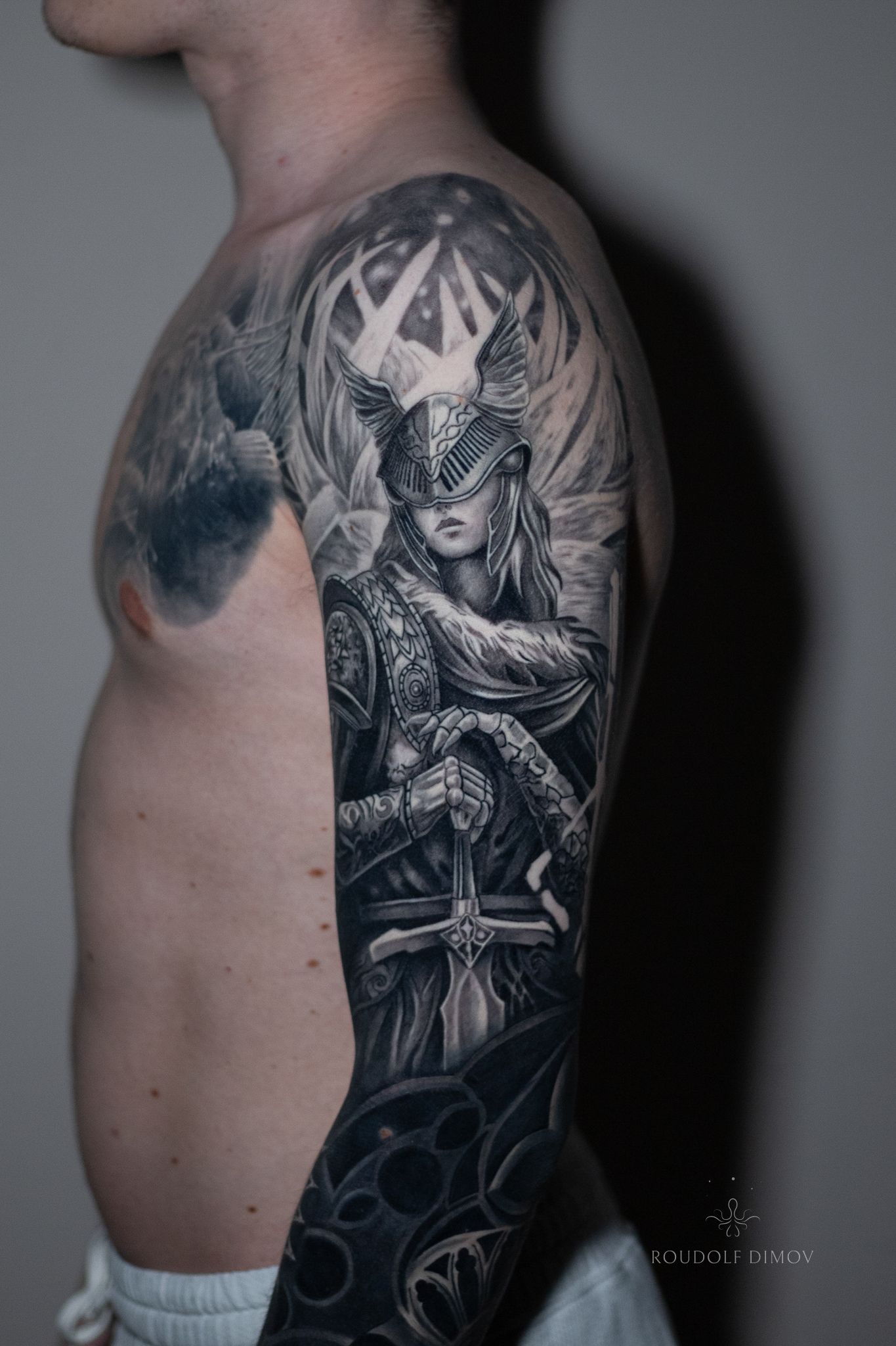 realistic warrior gladiator tattoos done at Masterpiece Tattoo