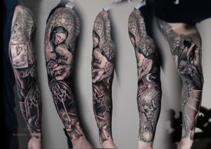 - Renaissance-
- Completed full sleeve based on renaissance paintings and sculptures 
•
https://www.roudolfdimovart.com/