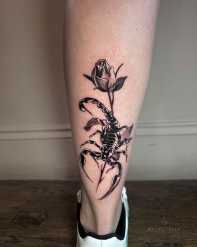- Scorpion with a rose - - A more feminine / delicate tattoo done for my customer • https://www.roudolfdimovart.com/