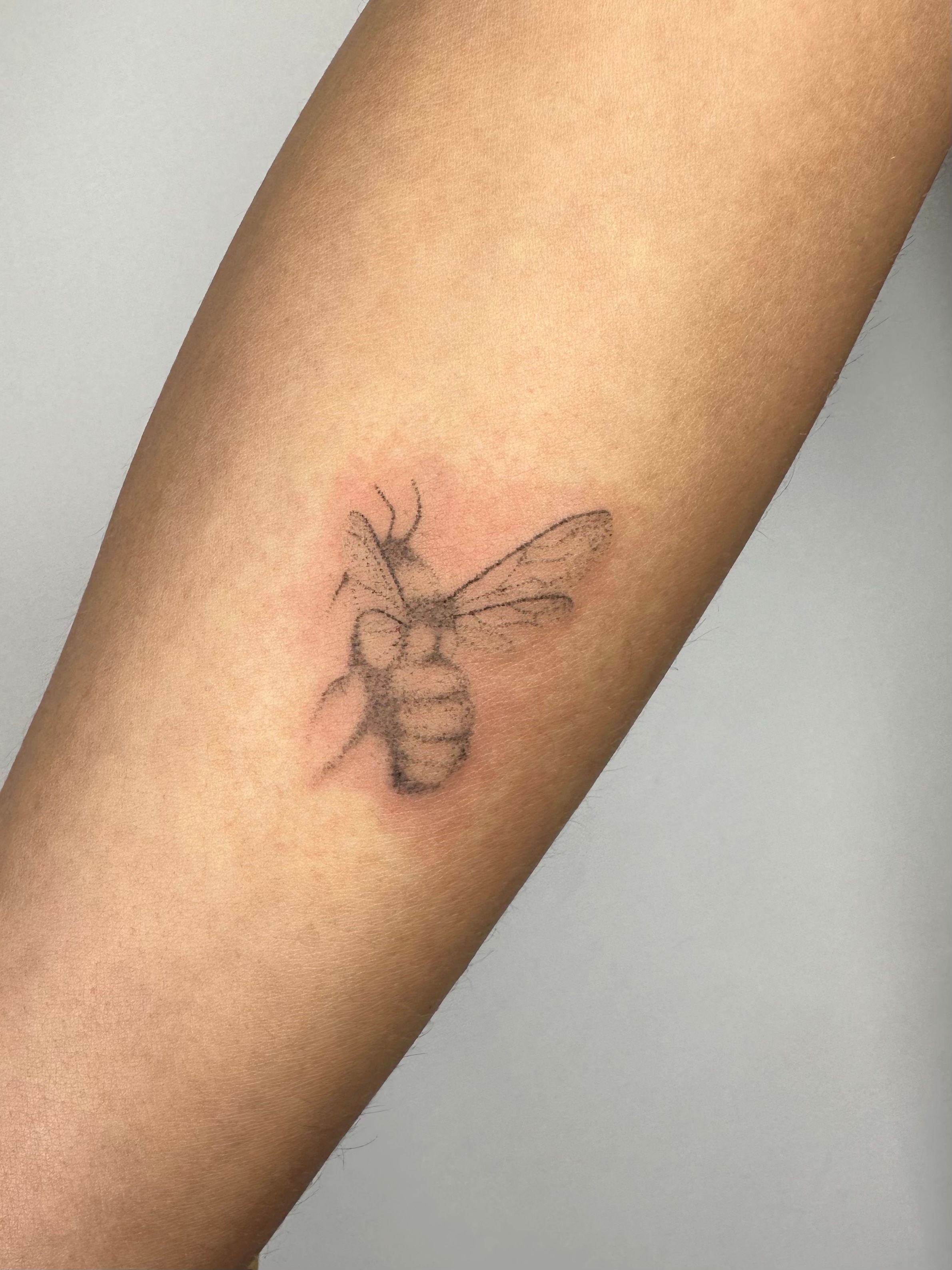 against the cosmic powers of this present darkness — my wasp tattoo,  irritated and freshly done a week...