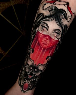 Tattoo by Nikki Swindle #NikkiSwindle #tattoodo #tattoodoapp #tattoodoappartists #besttattoos #awesometattoos #tattoosforgirls #tattoosformen #cooltattoos #neotraditional #neotradtattoo #ladyfacetattoo #occulttattoo