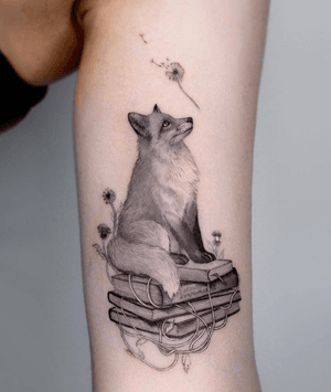 Surreal fox tattoo