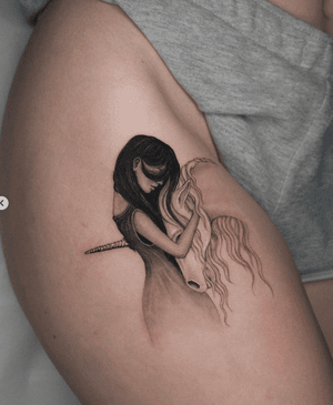 Surreal unicorn meaningful tattoo