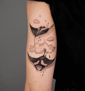 Manta ray tattoo surreal 