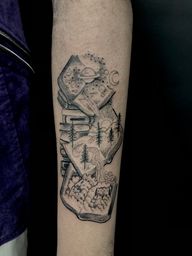 Custom drawn story telling tattoo . #books #story #writing #blackwork #delicate #blackandgrey