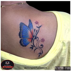 Butterfly tattoo on back.. #butterfly #flower #colour #colourfull #freedom #free #tattoo #tattooed #tattooing #necktattoo #tattooidea #tattooideas #tattoogallery #art #artist #artwork #rtattoo #rtattoos #rtattoostudio #ghatkopar #ghatkoparwest #mumbai #india