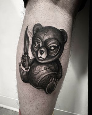 • Evil Teddy • custom fun calf piece by our resident @fla_ink 🧸 
Flavia has some availability this month! Get in touch!
Books/info in our Bio: @southgatetattoo 
•
•
•
#teddybear #evilteddy #teddybeartattoo #calftattoo #darktattoo #blackworktattoo #blackworkers #southgatetattoo #londontattoostudio #amazingink #sgtattoo #southgate #southgatepiercing #northlondon #london #londontattoo #londonink #enfield #northlondontattoo #southgateink 