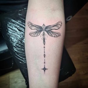 Super cute dainty dragonfly for a first tattoo!