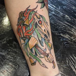 Experience the mysticism of the witch doctor with this traditional style tattoo by artist Benji Charnock.