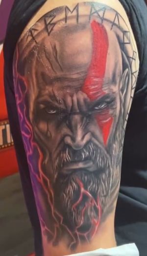 Kratos! Start of my God of war themed sleeve! 