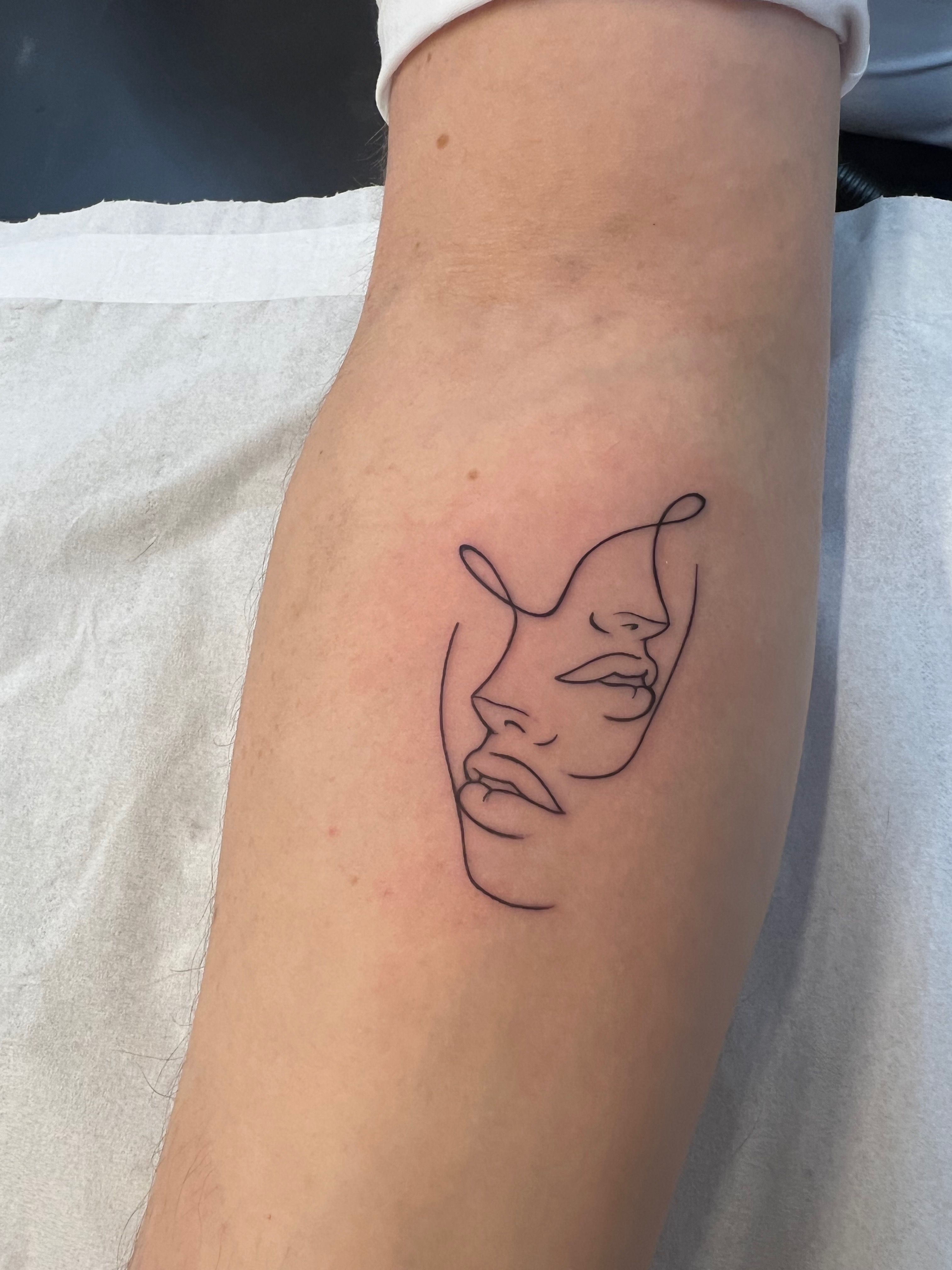Fine Line Illustrative Woman's Face • Tattoodo