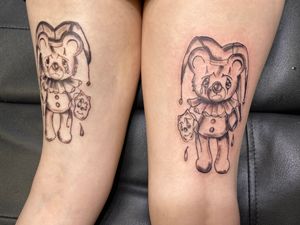Some sad clownbear dolls that were so much fun to tattoo