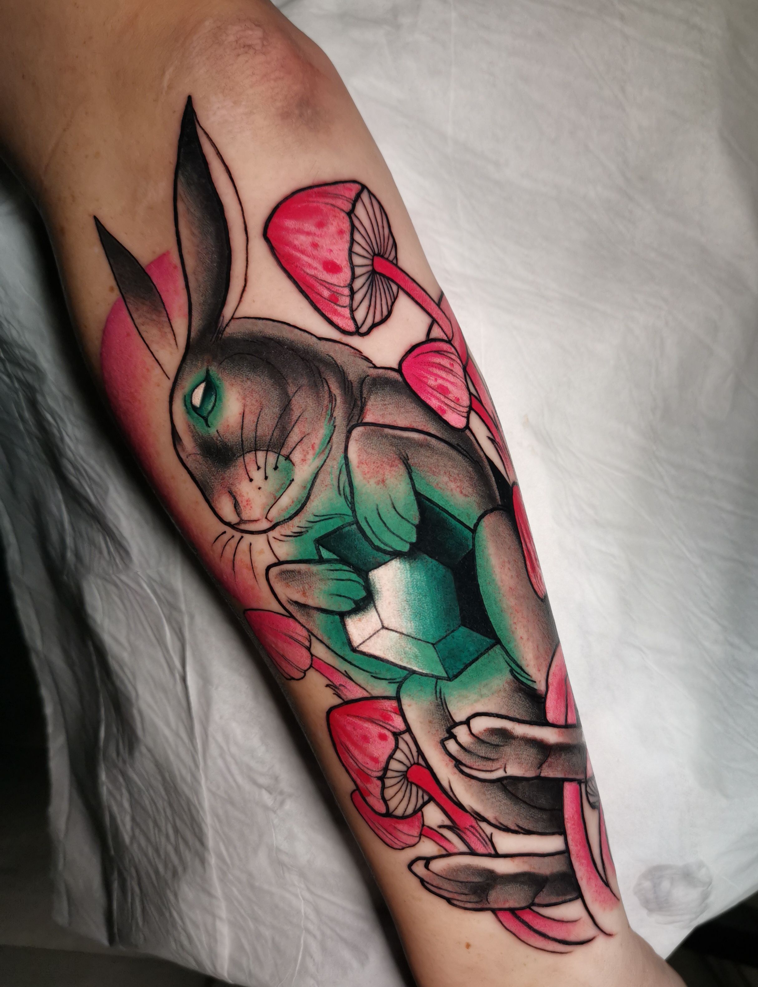 well - detailed tattoo stencil of a floral rabbit | Stable Diffusion