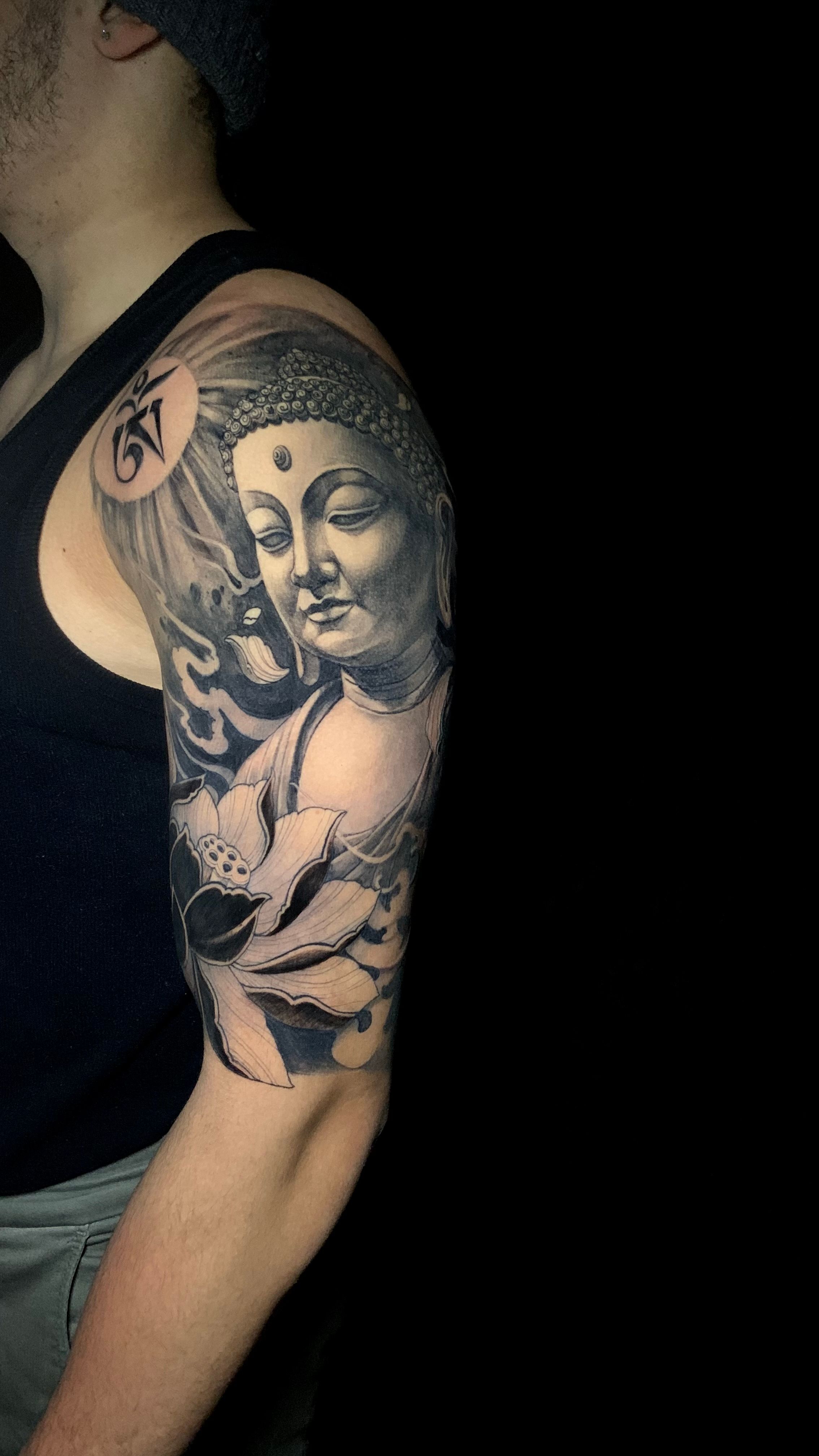 Buddha sculpture tattoo design @rdtattoonashik Artist by Rahul Sir -  Professional Certified Tattoo Artist in Nasik Book Your Appointment… |  Instagram