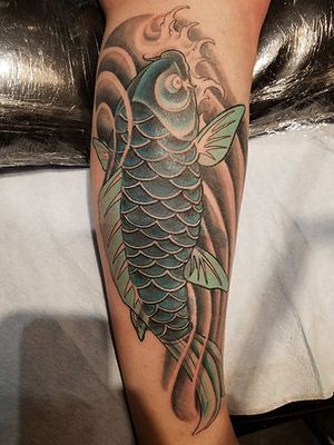 Japanese Koi Cover up tattoo by Nathan Emery Tattoo San Francisco