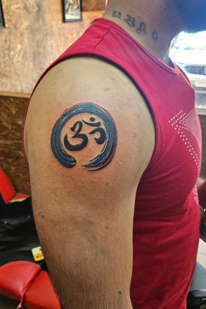 Karma and Om tattoo design colour work tattoo artist Raj dharoliya 