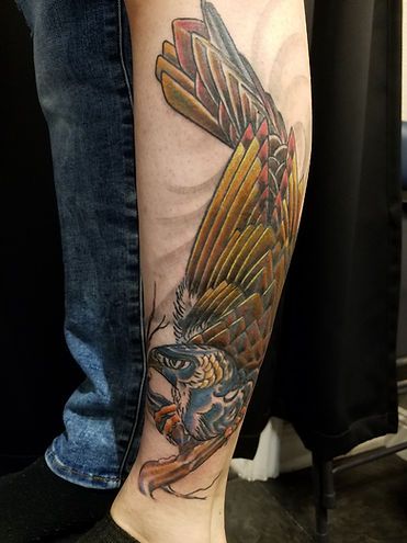 Venetian Tattoo Gathering : Tattoos : Fine Line : diving hawk