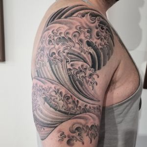 Japanese Wave Tattoo by Nathan Emery Tattoo San Francisco