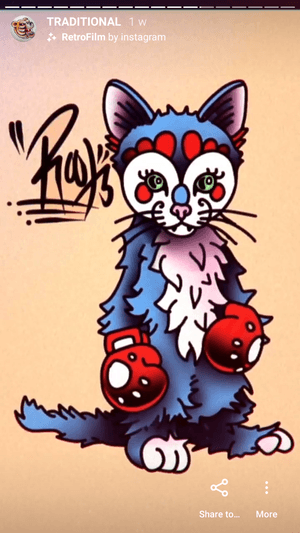 Cute kitten boxing clown #kittentattoo #boxertattoo
£120
