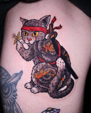Ninja samurai kitty tattoo