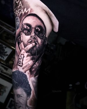Mac Miller portrait tattoo realistic black and grey