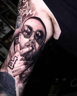 Mac Miller portrait tattoo