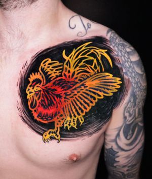 Cover up rooster tattoo