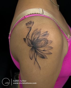 Lotus Tattoo done by Sahil Juikar at Circle Tattoo Dadar 