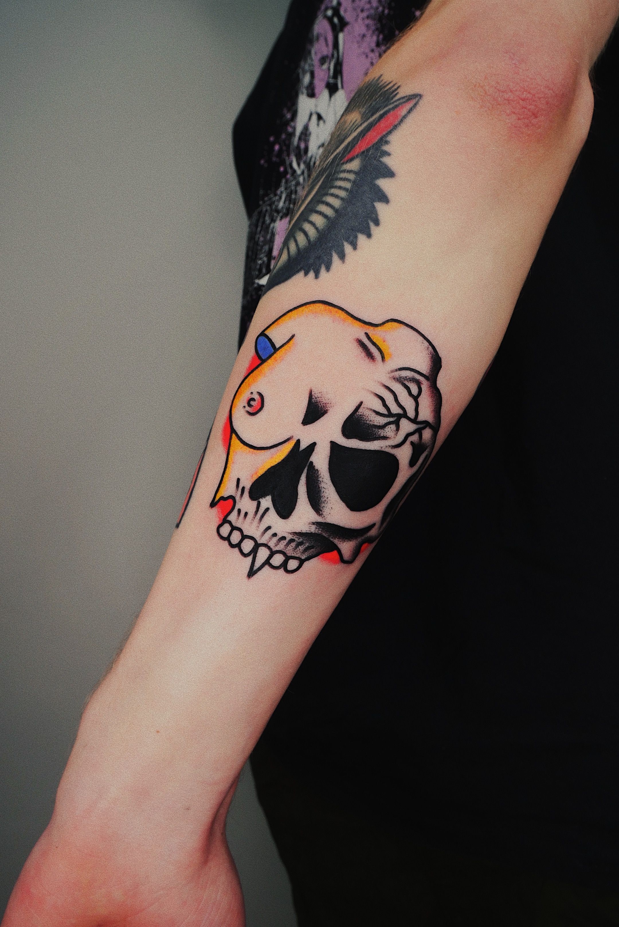 American traditional tattoo flash rose skull