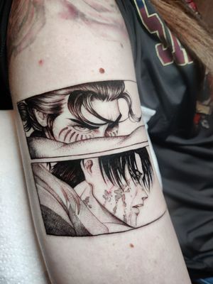 Experience the epic world of Attack on Titan with this stunning anime tattoo by talented artist Mary Shalla.