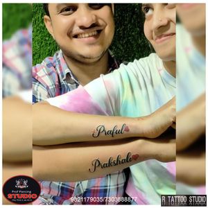 Happy Couple Who Got Inked Each Other's Name Tattoo..#couple #love #lovers #heart #name #couples #couplegoles #nametattoo #tattoo #tattoo #tattooed #tattooing #tattooidea #tattooideas #tattoogallery #art #artist #artwork #rtattoo #rtattoos #rtattoostudio #ghatkopar #ghatkoparwest #mumbai #india