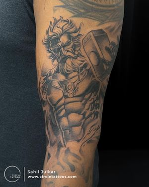 Poseidon realism tattoo done by Sahil Juikar at Circle Tattoo Dadar