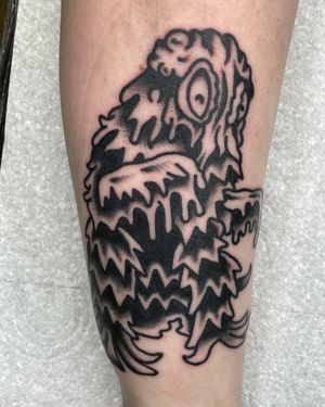 Get inked with a classic monster design in vibrant traditional style by the talented Goblyn Crew. Perfect for lovers of all things spooky and creepy!