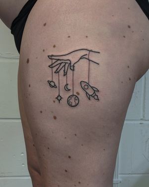 Get a unique illustrative tattoo of mobile phones and hands by Alien Ink. Express your connection to technology and creativity with this stunning design.