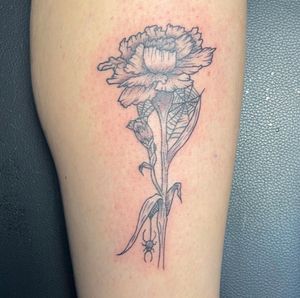 Leg Tattoo #flower #spider #fineline #tattooideas #ronnyeast #floral