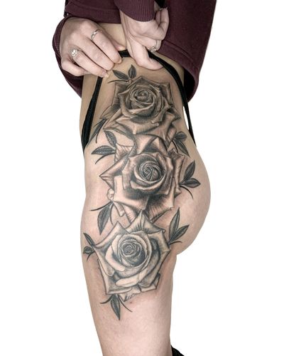 Black and grey realism large roses