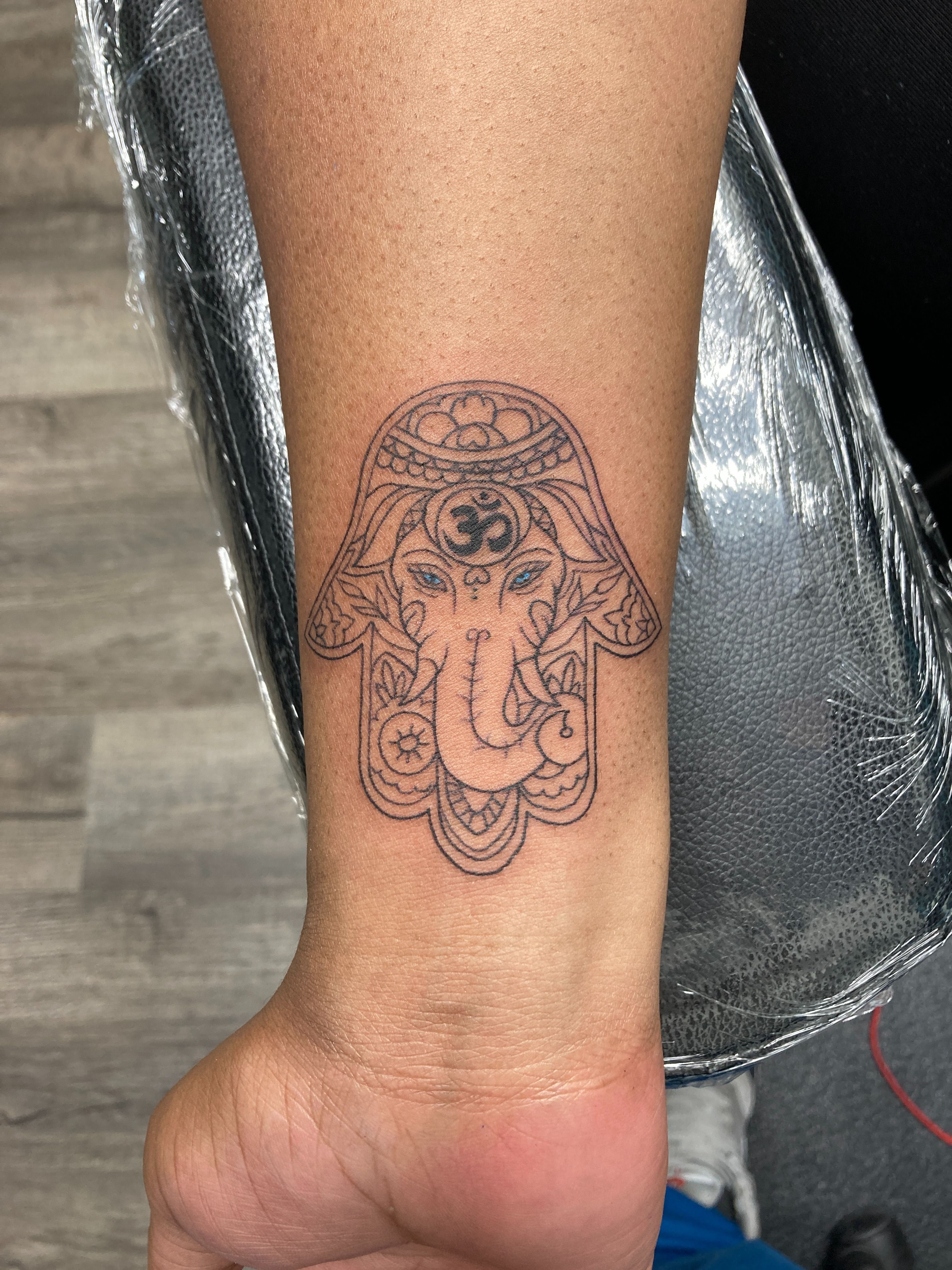 Set Of Hamsa Hand Drawn Symbol, Lotus Flower, Yin-Yang And OM Sigils.  Decorative Pattern In Oriental Style For Interior Decoration And Henna  Drawings. The Ancient Sign Of 