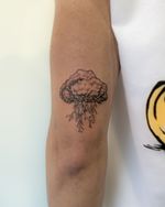 Black and grey cloud with lightning